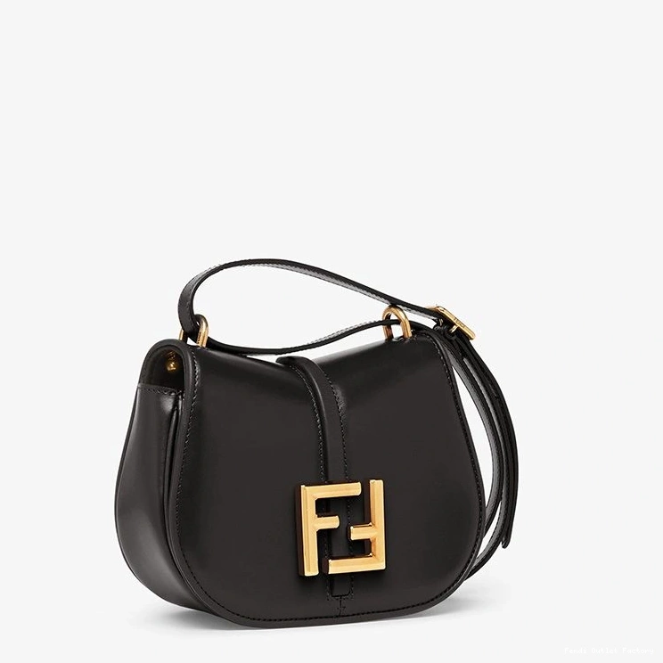 Cheap HOT Leather Fendi Mini In C'mon Bag Black Calf 0824